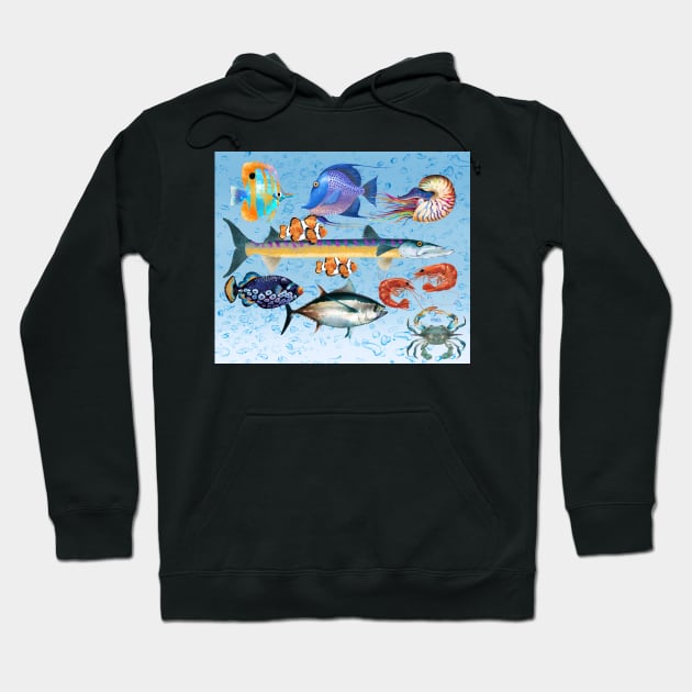 A School of Fish with Bubbles Hoodie by TrevorIrvin